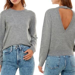 Wayf Heather Gray Open-Back Sweater